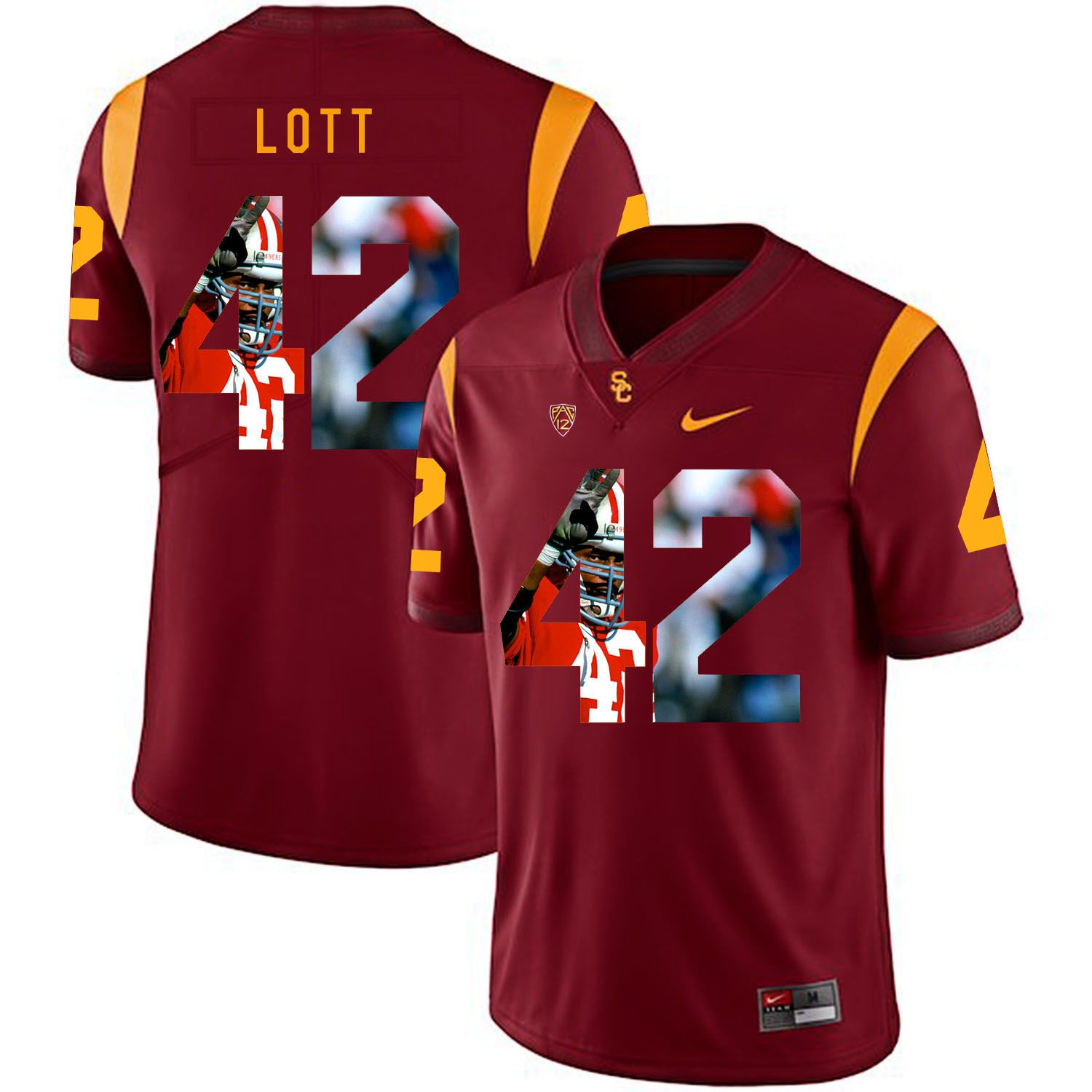 Men USC Trojans #42 Lott Red Fashion Edition Customized NCAA Jerseys
